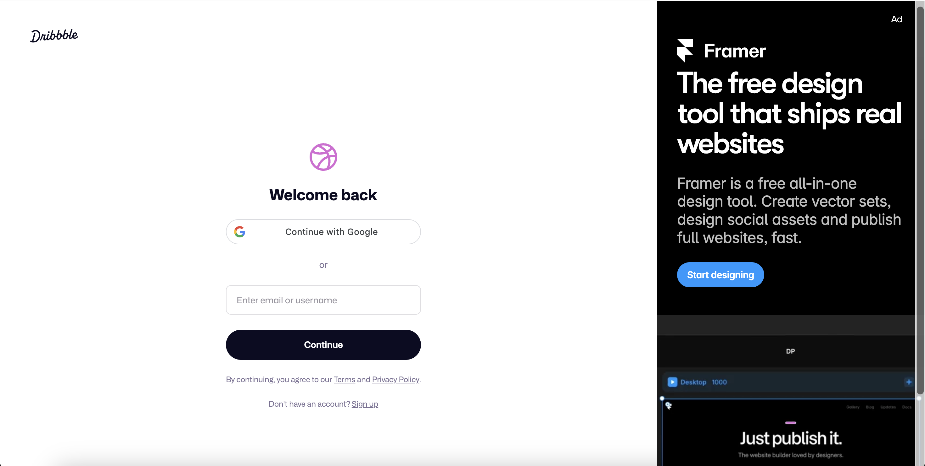 Log In Page Screenshot